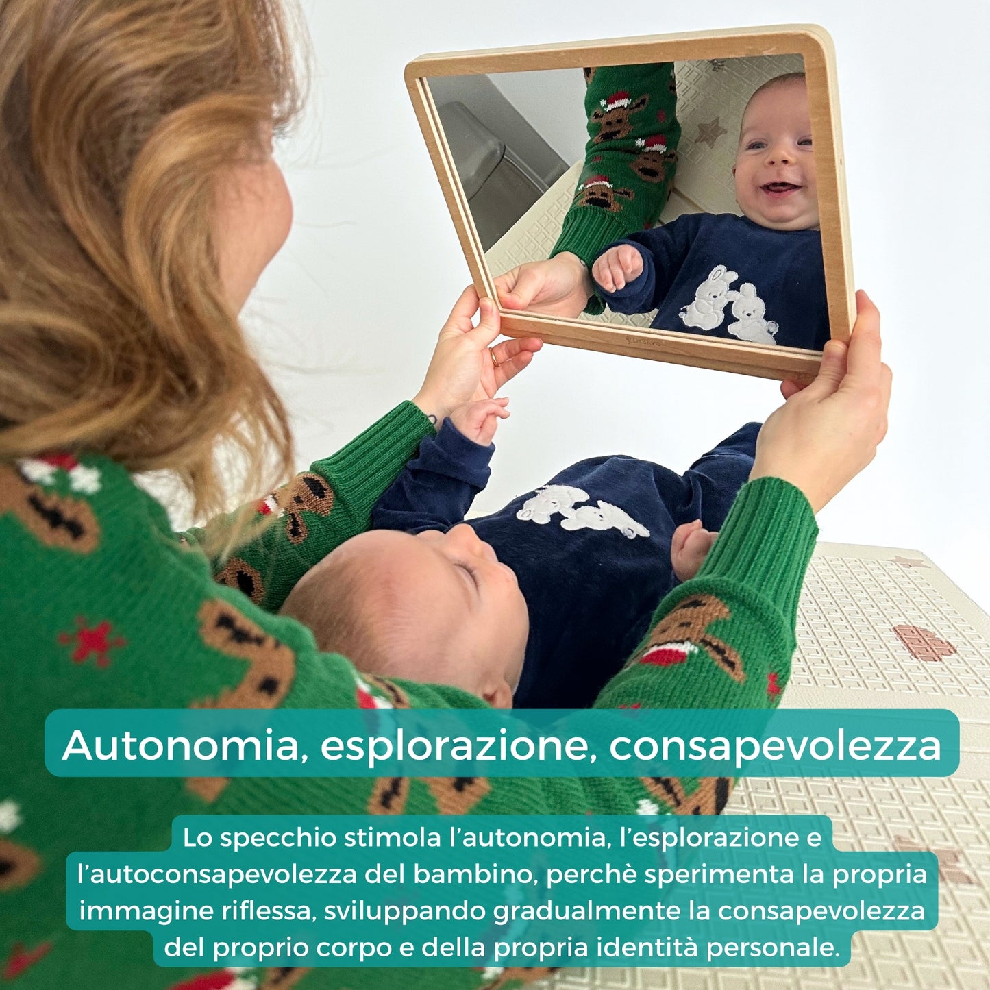 Montessori-Spiegel für die Bauchlage von Neugeborenen und das Kinderspiel - DrSilva