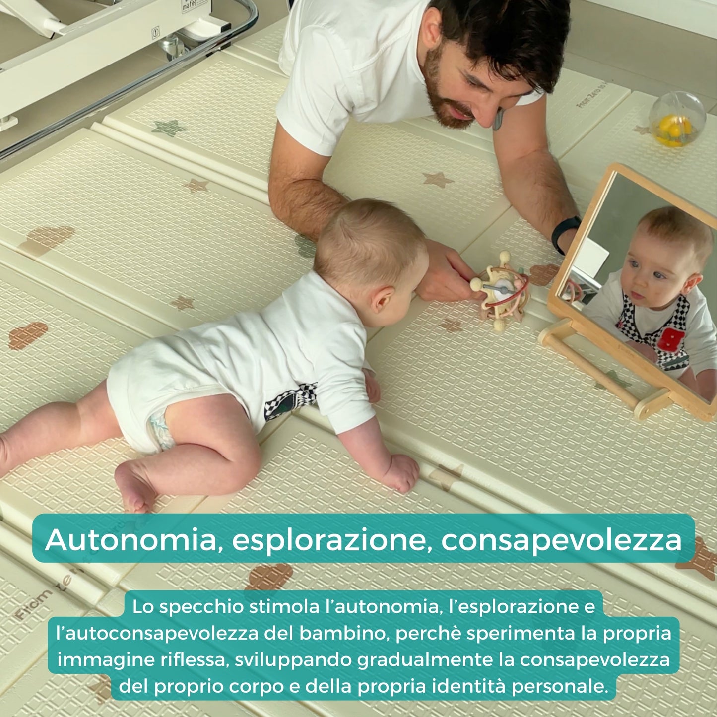 Montessori-Spiegel für die Bauchlage von Neugeborenen und das Kinderspiel - DrSilva