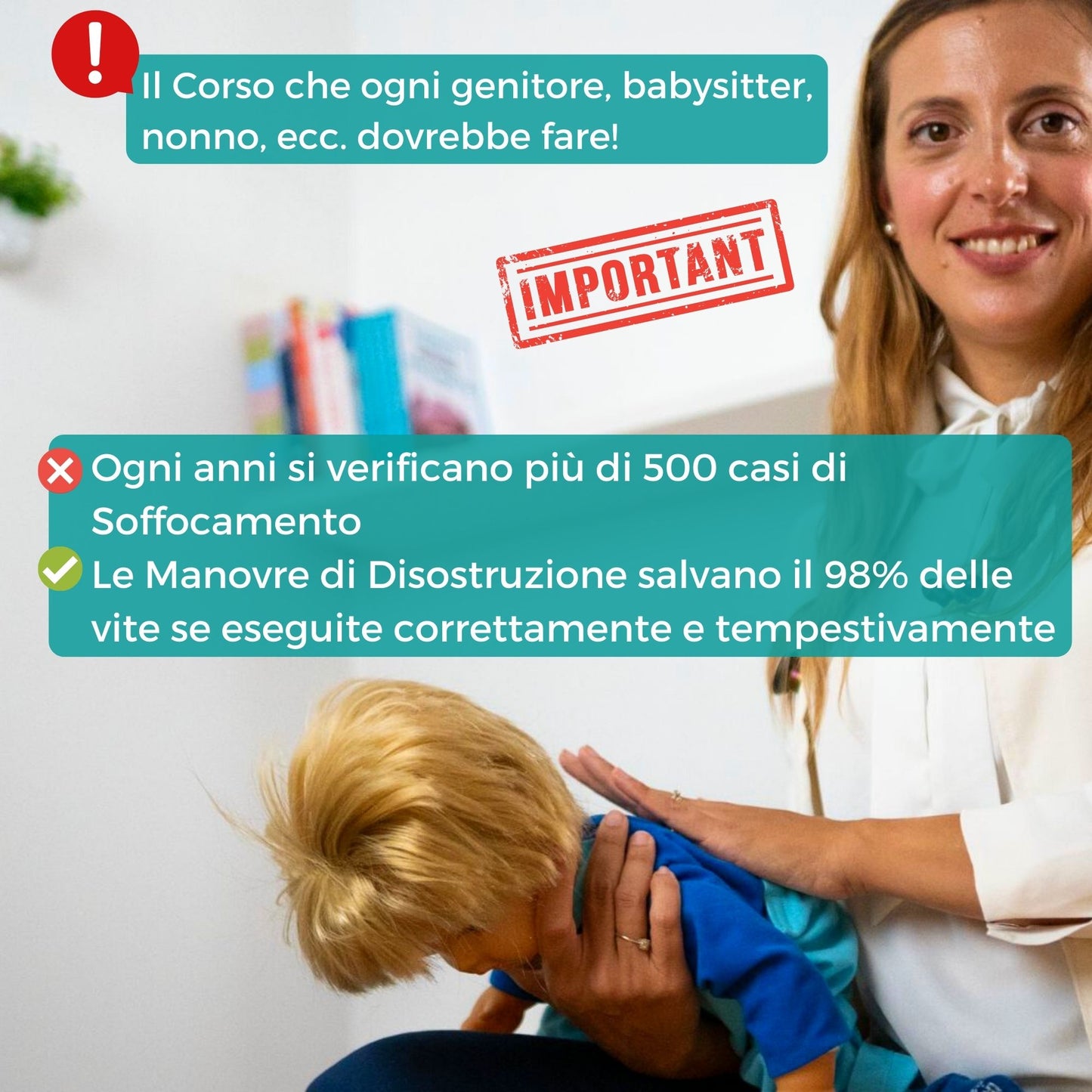 Manovre di disostruzione pediatrica, Rianimazione cardiopolmonare e Tagli Sicuri in Svezzamento