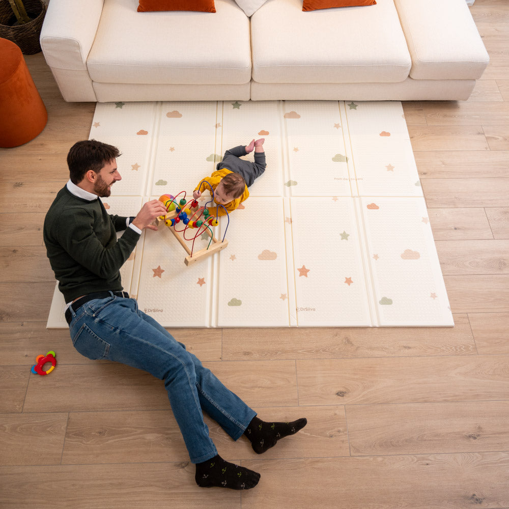 tappeto gioco from zero to hero su dr-silva.com - tappeto gioco per il tummy time del neonato e lo sviluppo motorio del bambino: pieghevole, sicuro, anti-urto, atossico, portatile, morbido, xpe, design giocoso e elegante, lavabile, spesso 1,5 cm, grande 200 cm X 150 cm
