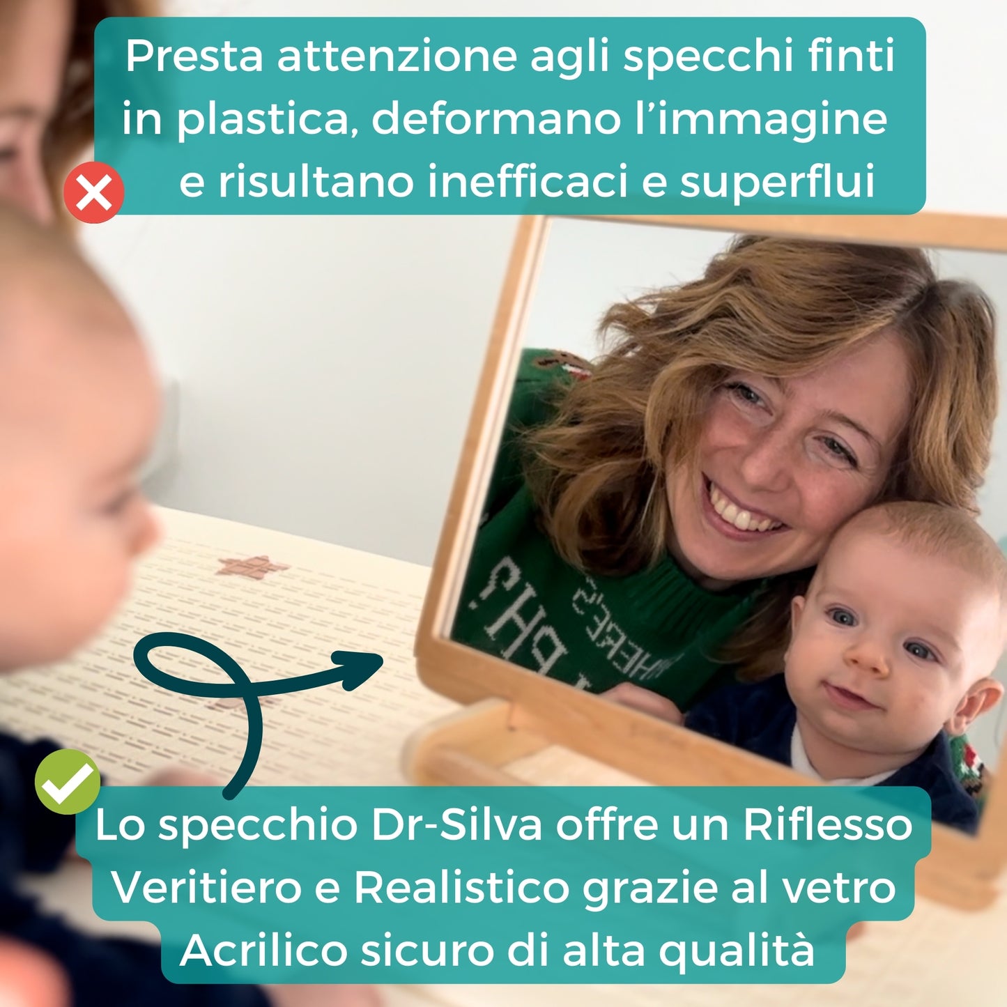 Specchio Montessori per il Tummy time del Neonato e il Gioco del Bambino - DrSilva