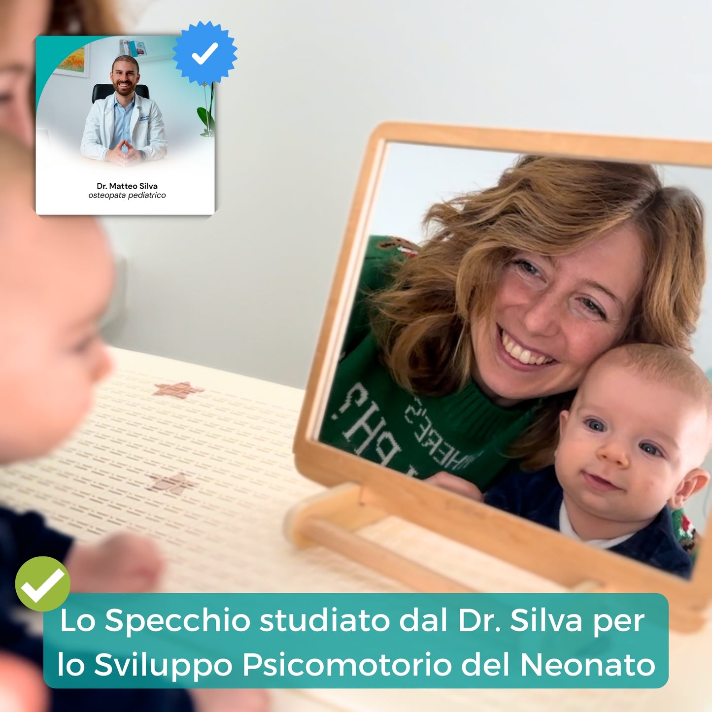 Specchio Montessori per il Tummy time del Neonato e il Gioco del Bambino - DrSilva